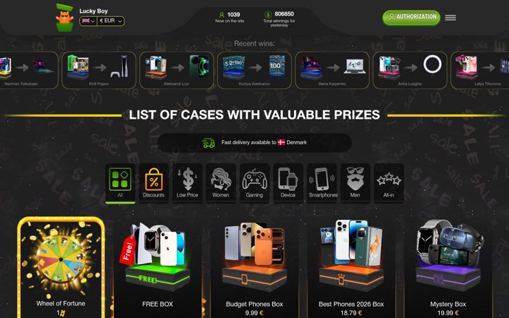 Screenshot of lucky-boy.org