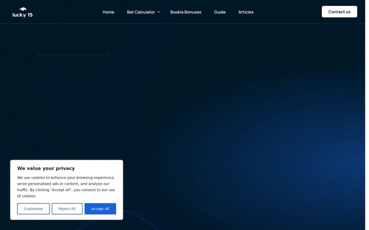 Screenshot of lucky15calculator.co.uk