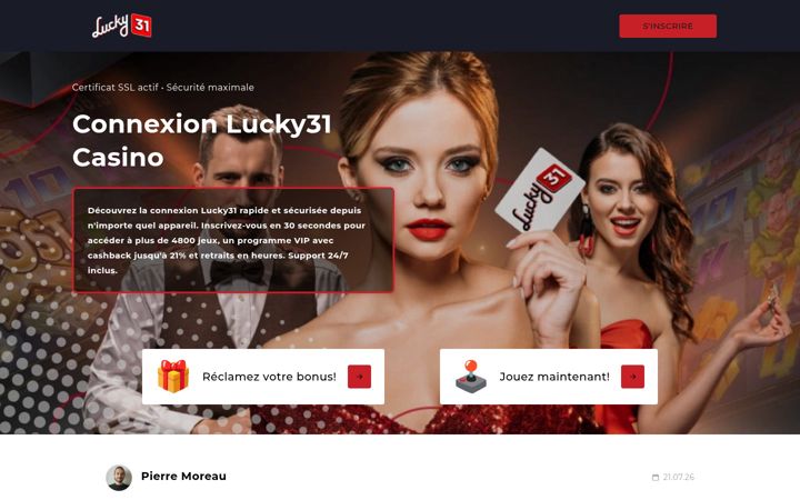Screenshot of lucky31connexion.fr