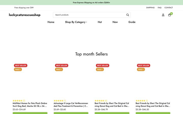 Screenshot of luckycatsrescueshop.org