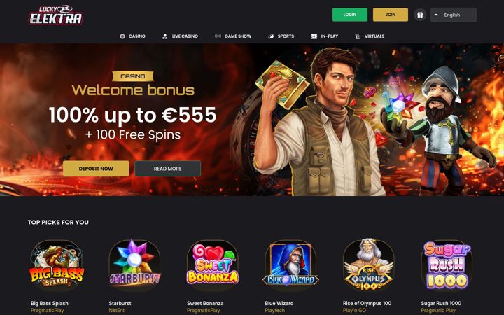 Screenshot of luckyelektra77.com