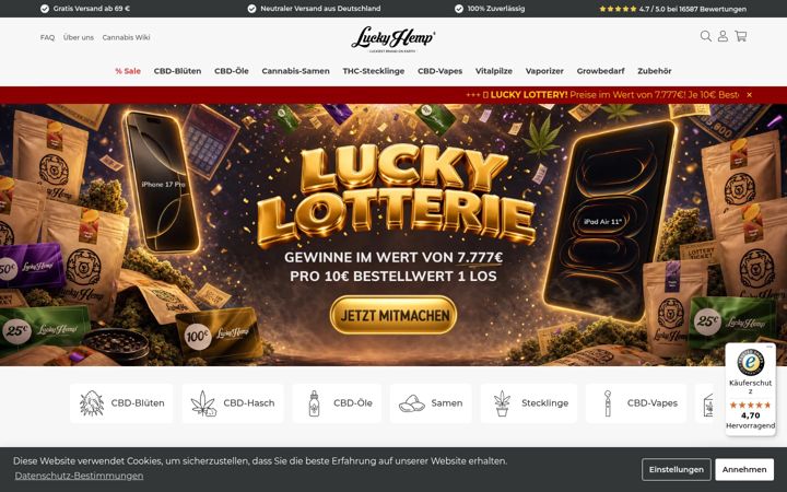 Screenshot of luckyhemp.de