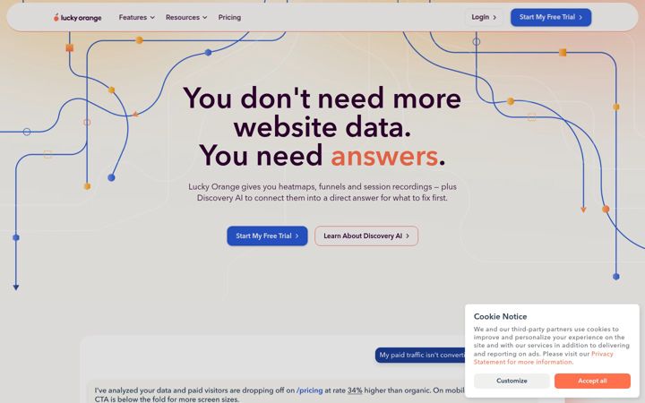 Screenshot του luckyorange.com