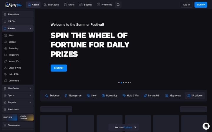 Screenshot of luckyvibe.com
