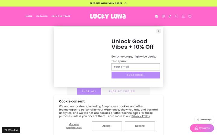 Screenshot of luckyxluna.com