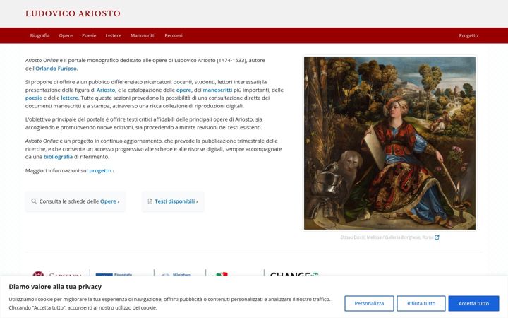 Screenshot of ludovicoariosto.org