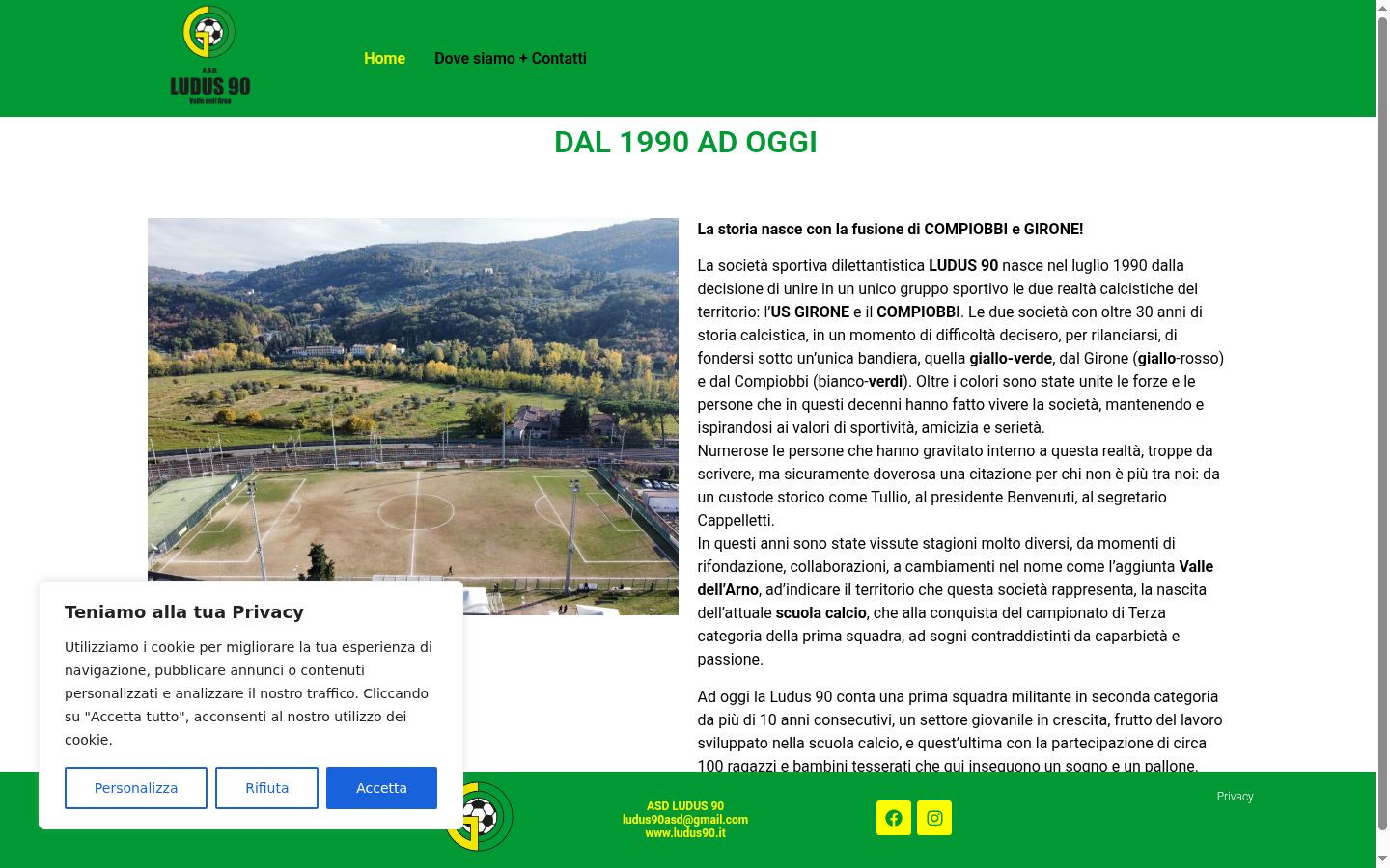 Screenshot del banner di consenso mostrato prima di qualsiasi interazione