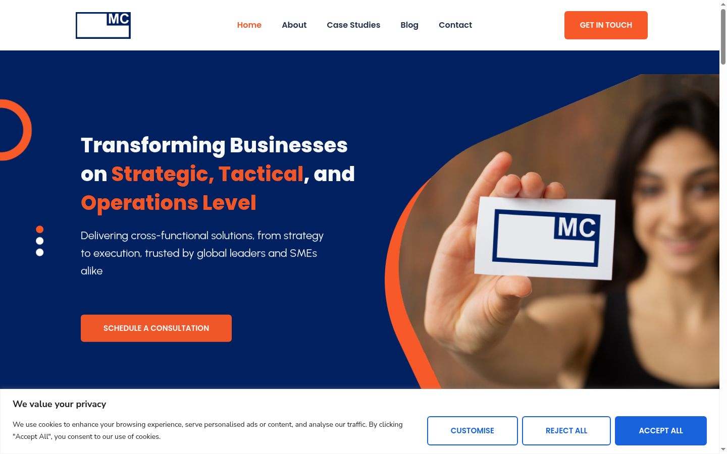 Screenshot del banner di consenso mostrato prima di qualsiasi interazione