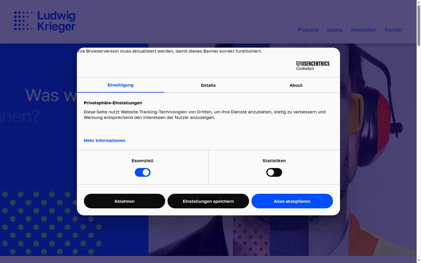 Screenshot van de toestemmingsbanner zoals getoond vóór enige interactie