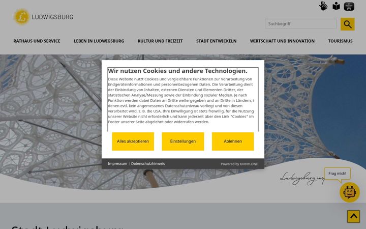 Screenshot stránky ludwigsburg.de