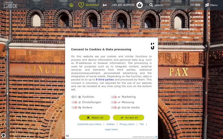 Screenshot of luebeckongress.com