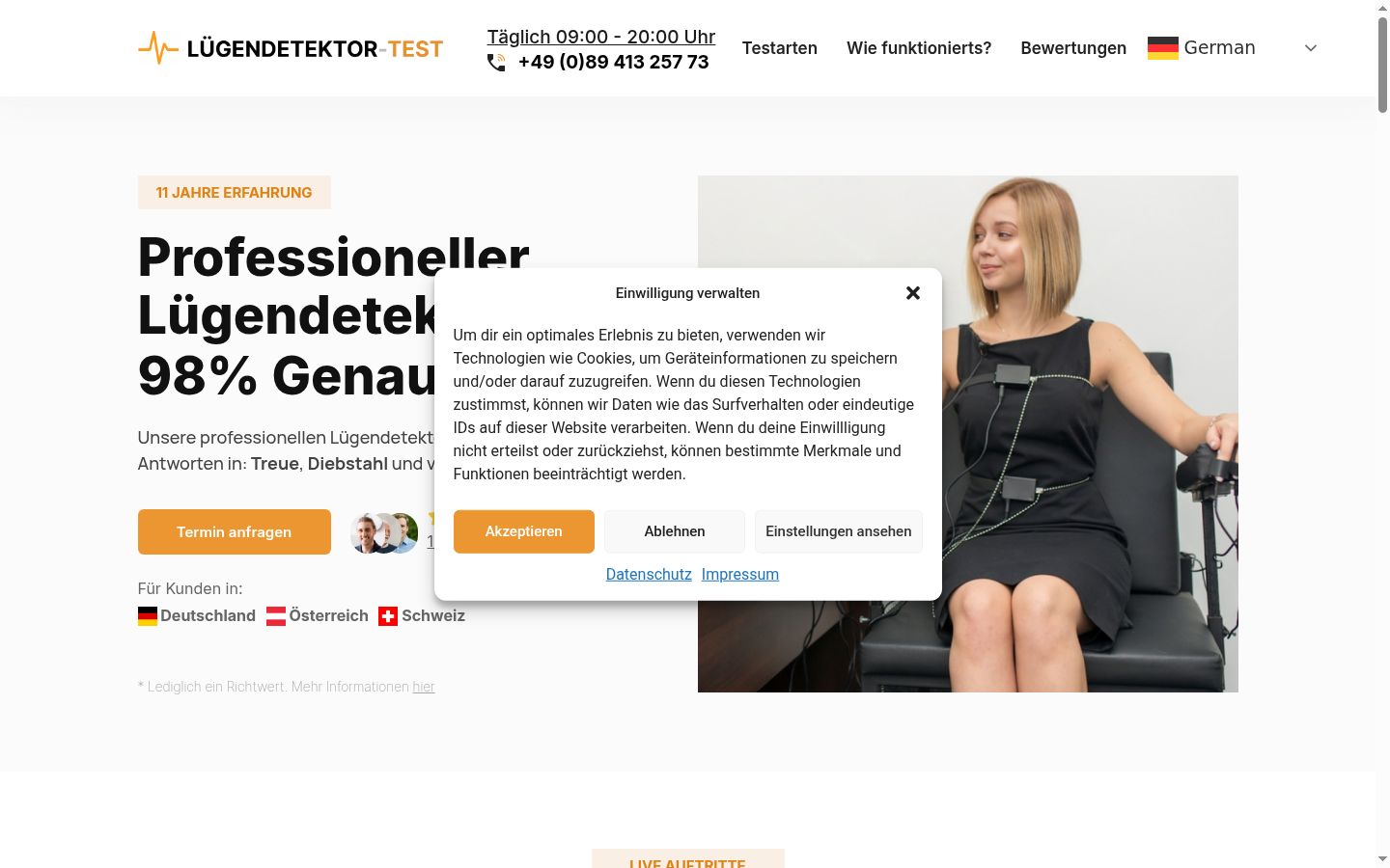 Screenshot van de toestemmingsbanner zoals getoond vóór enige interactie