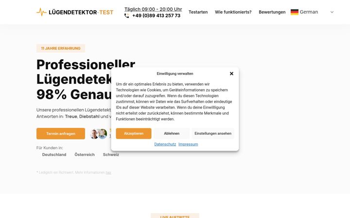 Screenshot of luegendetektortest.net
