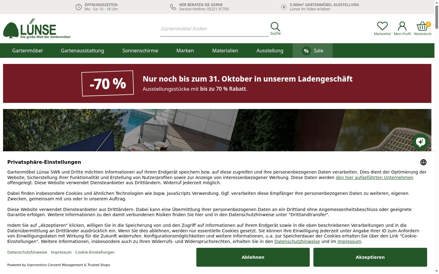 Screenshot of the consent banner shown before any interaction