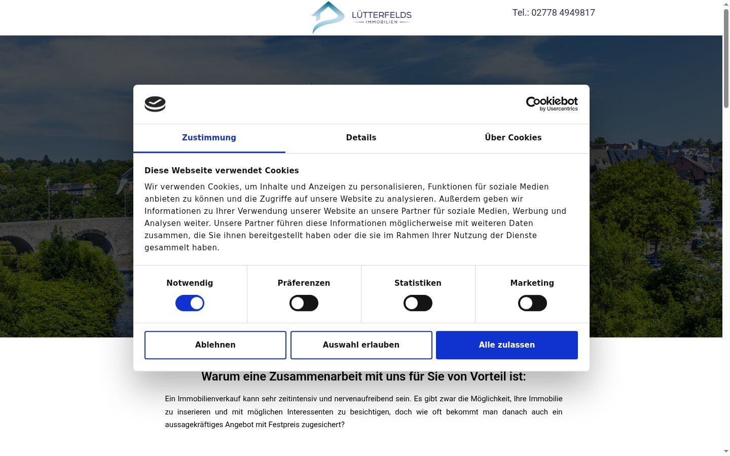 Screenshot tal-banner tal-kunsens muri qabel kwalunkwe interazzjoni