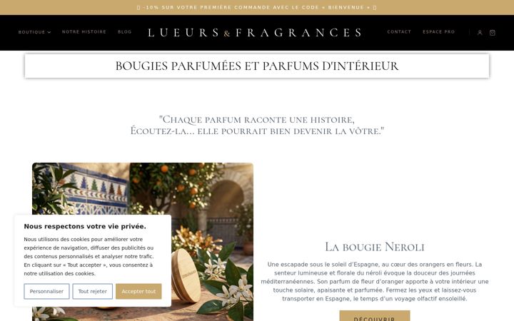 Screenshot of lueursetfragrances.fr