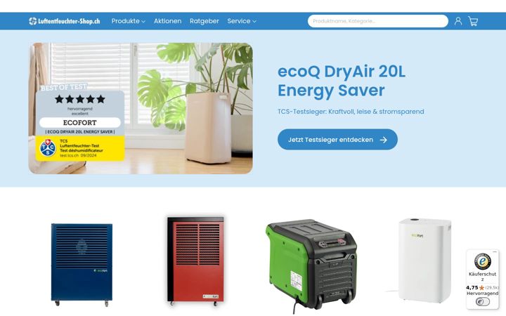 Screenshot of luftentfeuchter-shop.ch