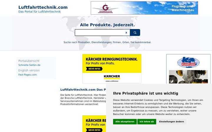 Screenshot of luftfahrttechnik.com