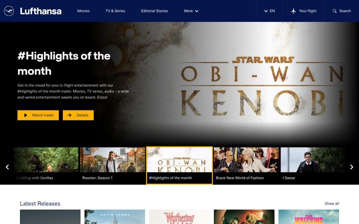 Screenshot of lufthansa-inflightentertainment.com
