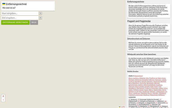 Screenshot of luftlinie.org