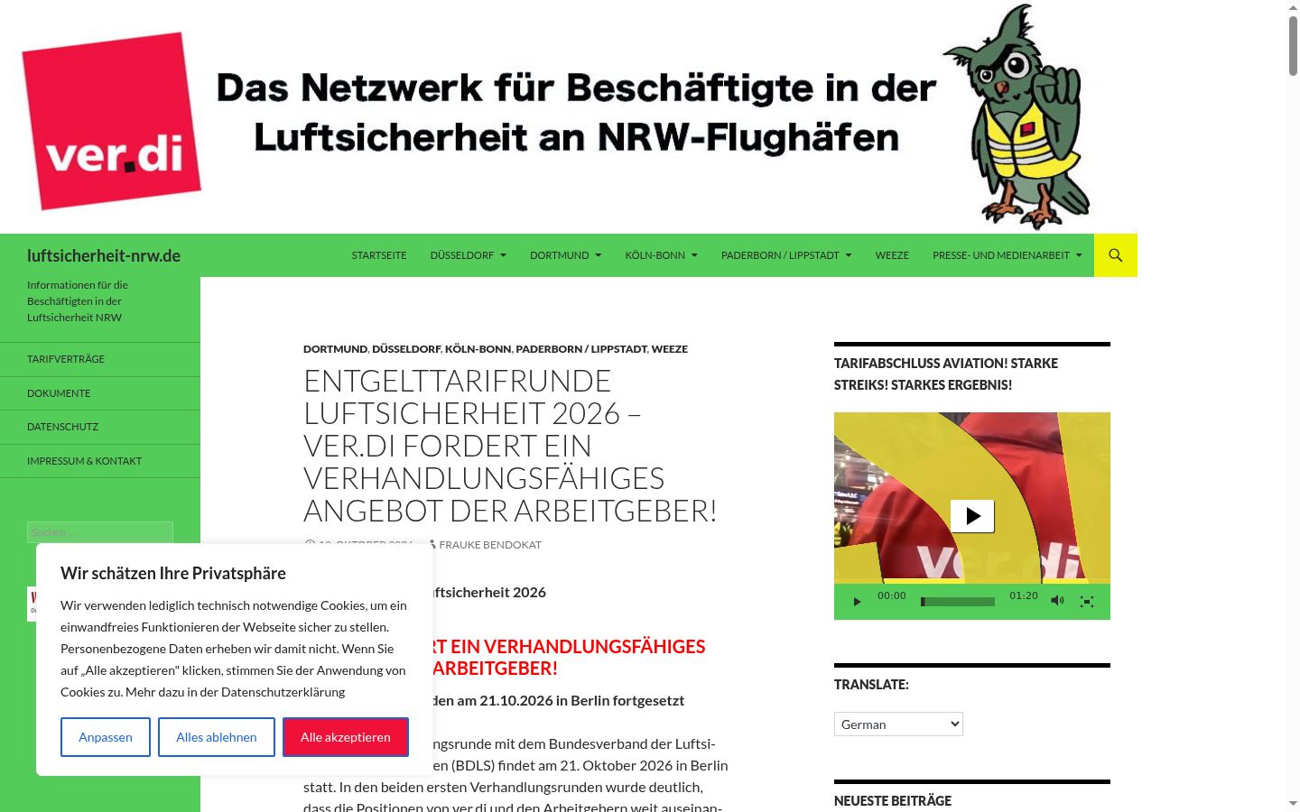 Screenshot del banner di consenso mostrato prima di qualsiasi interazione