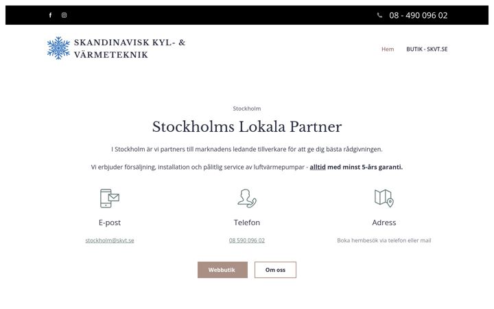 Screenshot of luftvarmestockholm.se