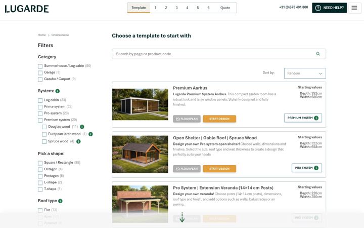 Screenshot of lugarde-configurator.com