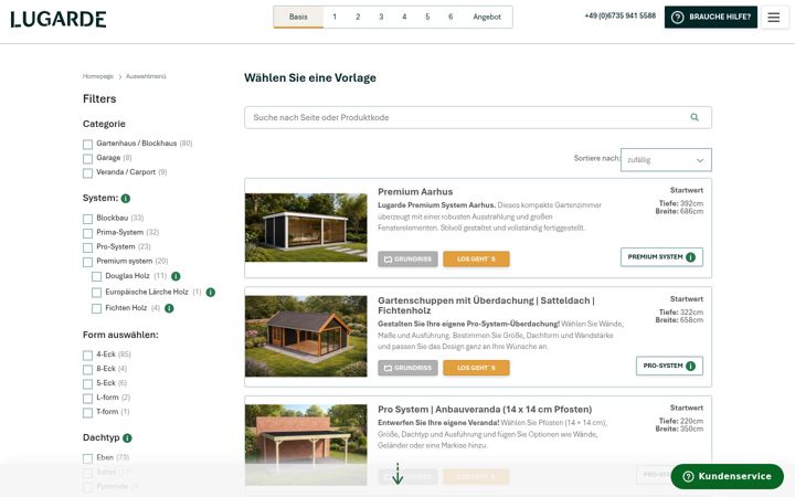 Screenshot of lugarde-konfigurator.de