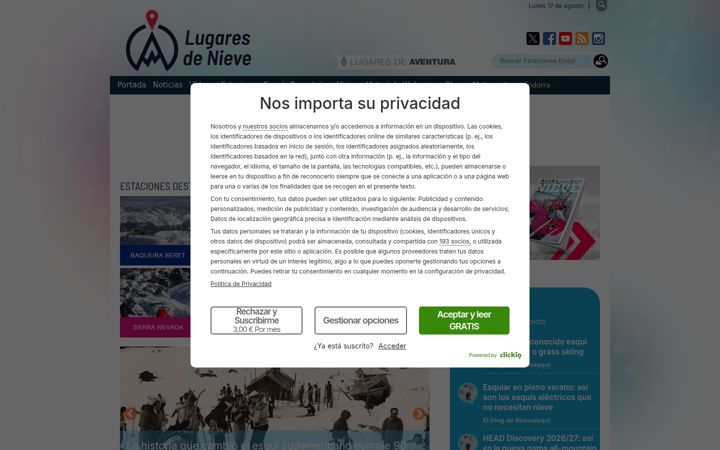 Screenshot of lugaresdenieve.com