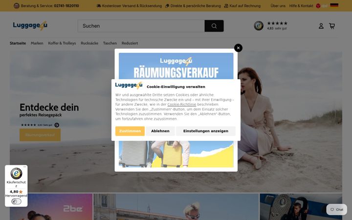 Screenshot of luggage4u.de