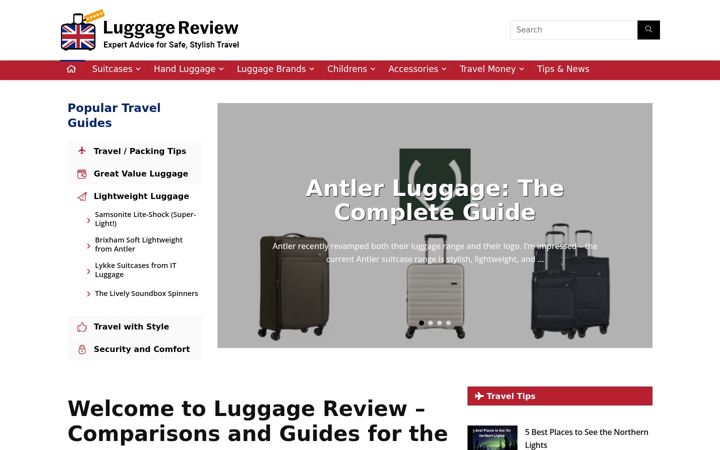 Screenshot of luggagereview.co.uk