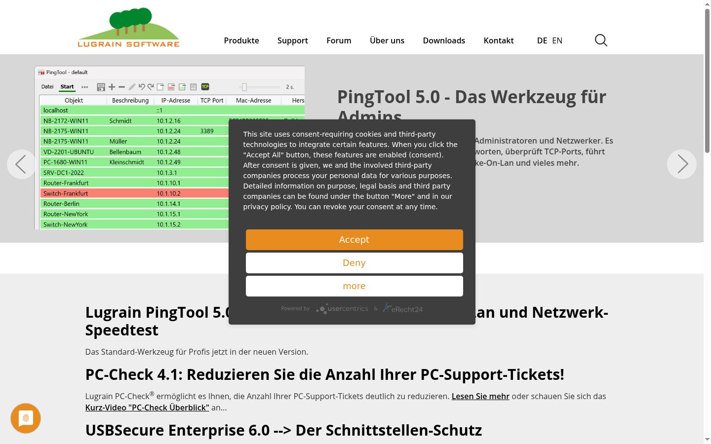 Screenshot del banner di consenso mostrato prima di qualsiasi interazione