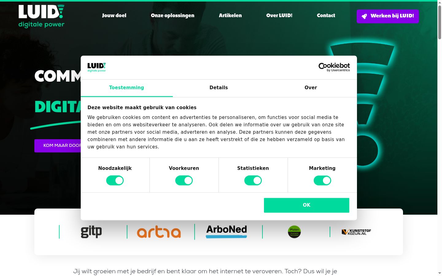 Screenshot tal-banner tal-kunsens muri qabel kwalunkwe interazzjoni
