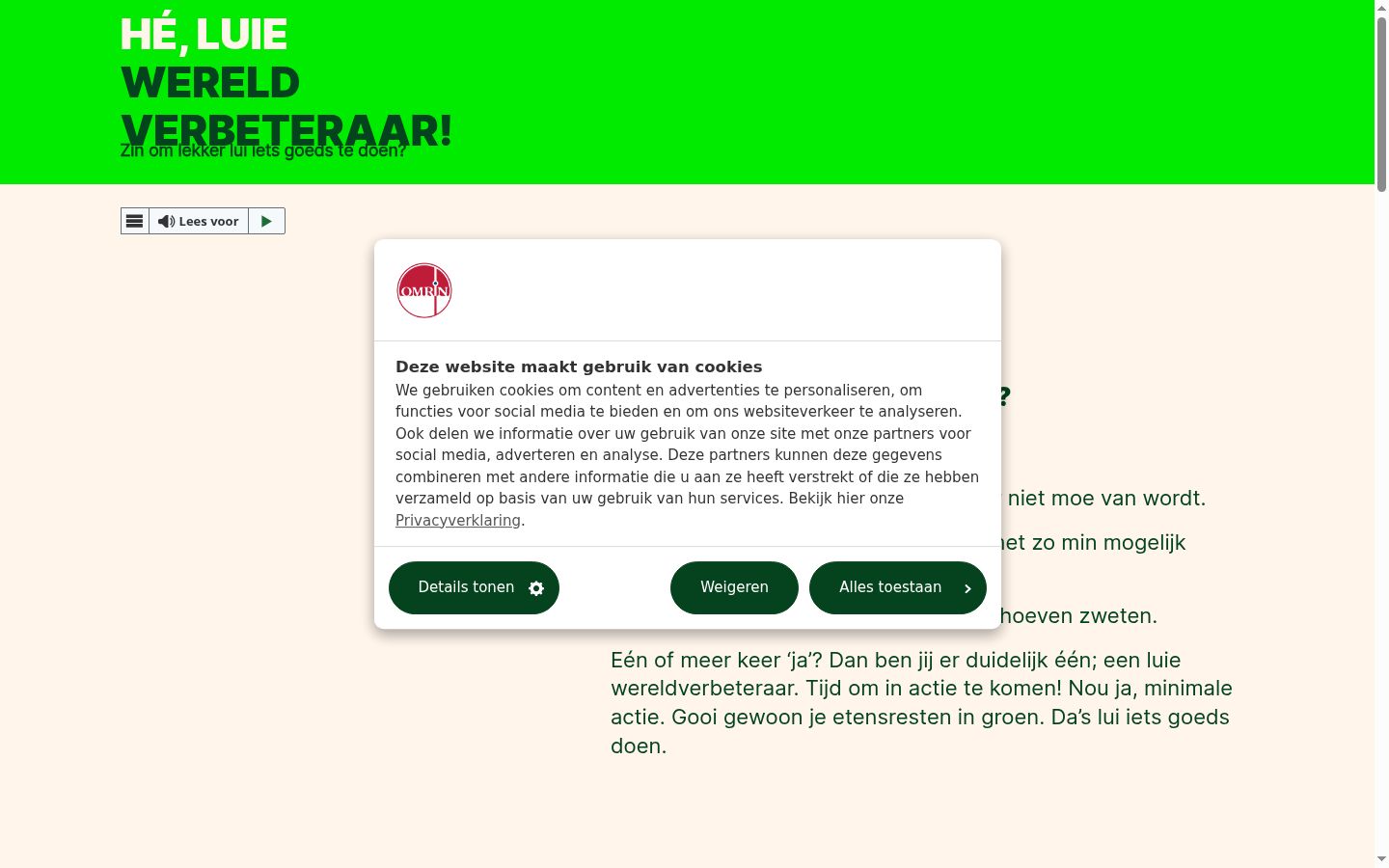 Screenshot del banner di consenso mostrato prima di qualsiasi interazione