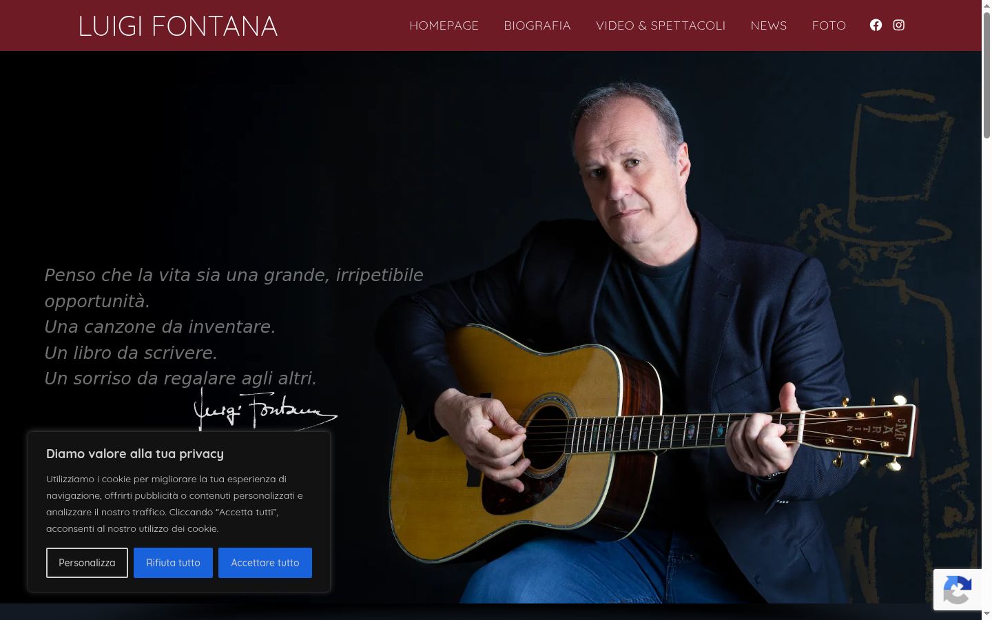 Screenshot del banner di consenso mostrato prima di qualsiasi interazione