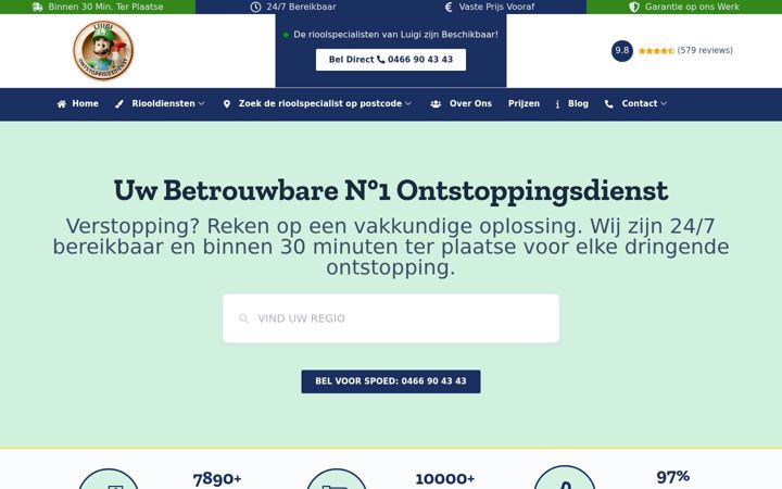 Skærmbillede af luigiontstoppingsdienst.be