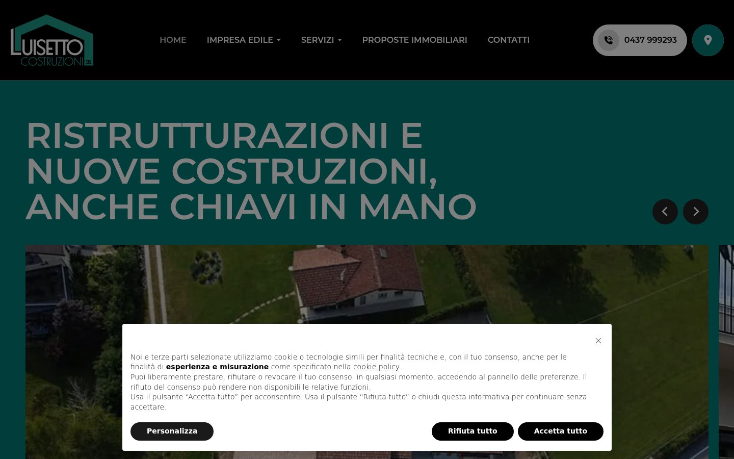 Screenshot del banner di consenso mostrato prima di qualsiasi interazione
