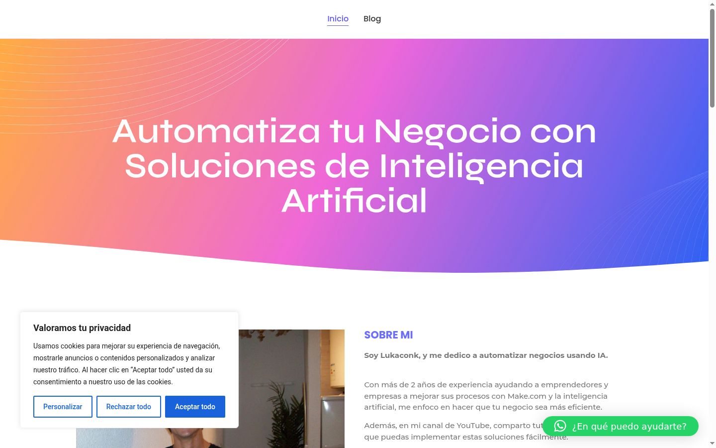 Screenshot del banner di consenso mostrato prima di qualsiasi interazione
