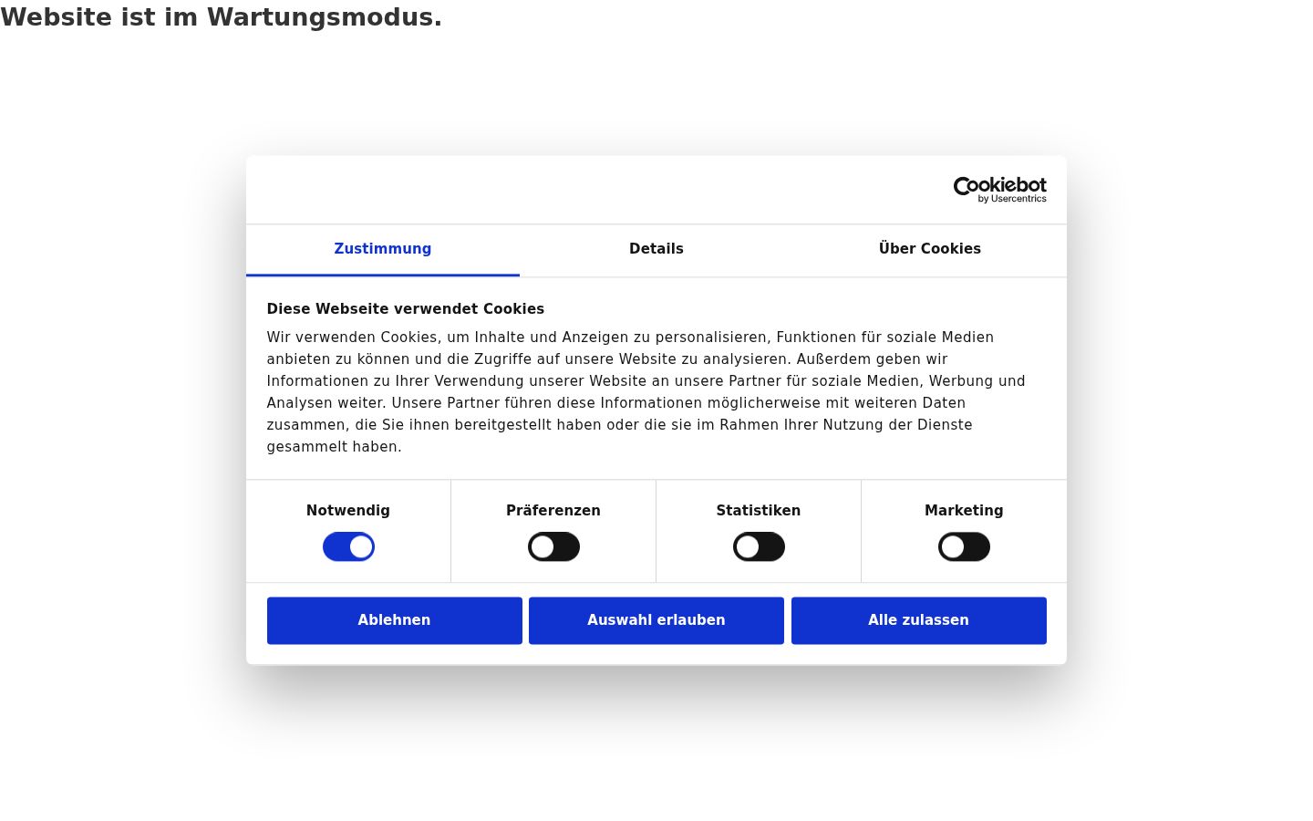 Screenshot del banner di consenso mostrato prima di qualsiasi interazione