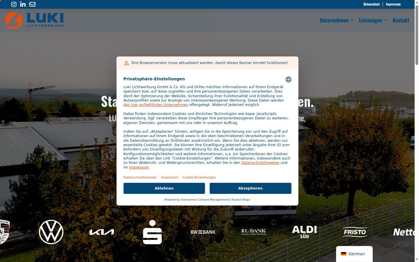Screenshot tal-banner tal-kunsens muri qabel kwalunkwe interazzjoni