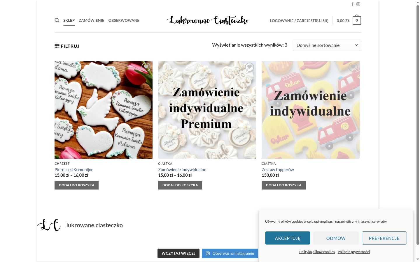 Zrzut ekranu banera zgody wyświetlanego przed jakąkolwiek interakcją