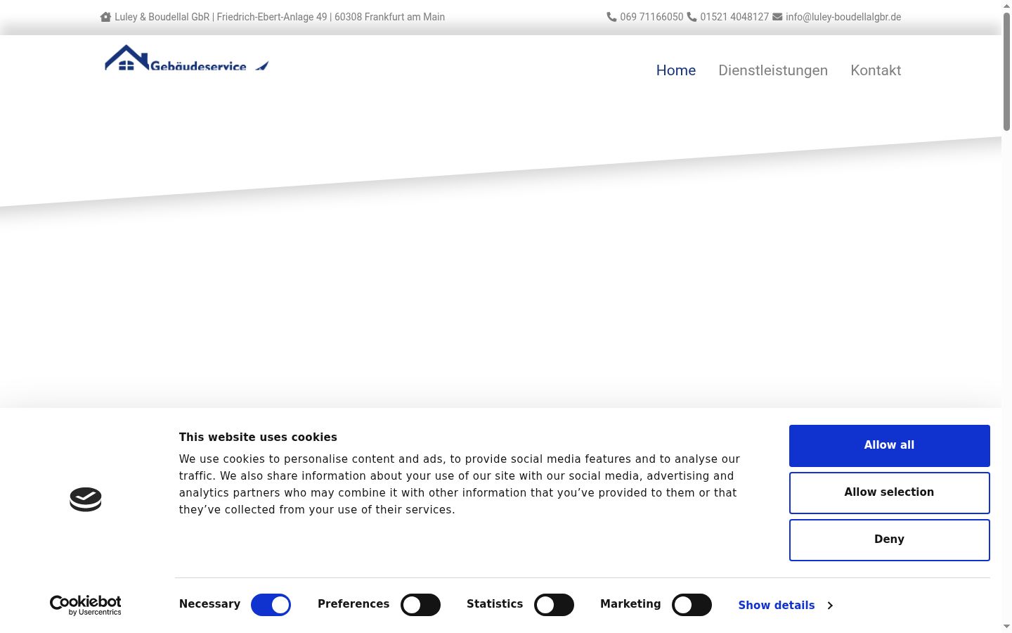 Screenshot del banner di consenso mostrato prima di qualsiasi interazione