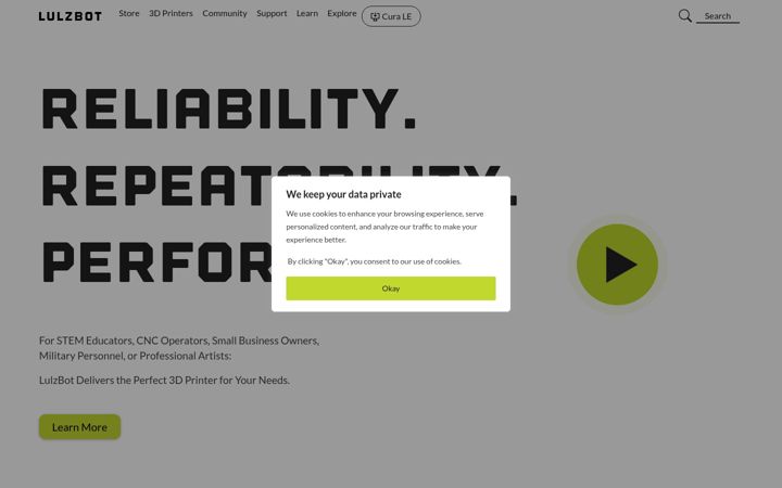 Skjámynd af lulzbot.com