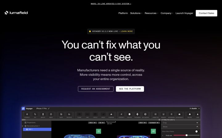 Screenshot of lumafield.com