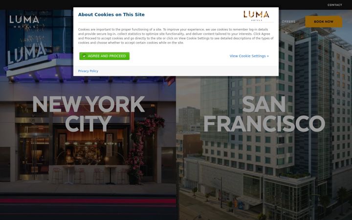 Screenshot of lumahotels.com