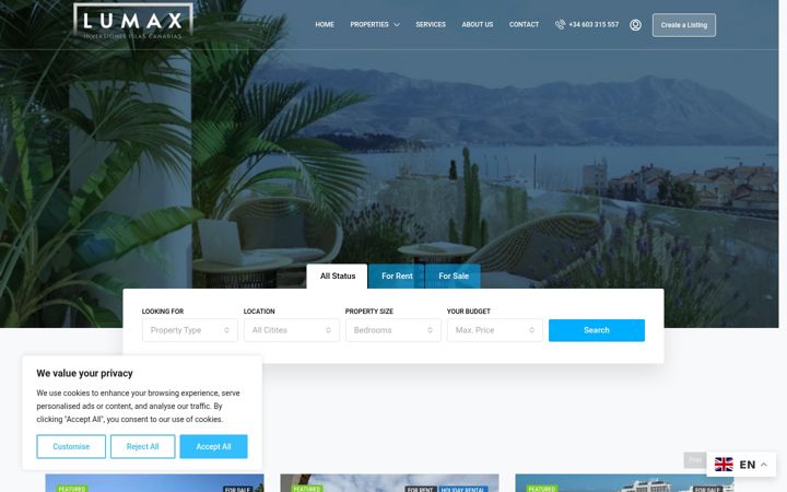 Screenshot of lumaxtenerife.com