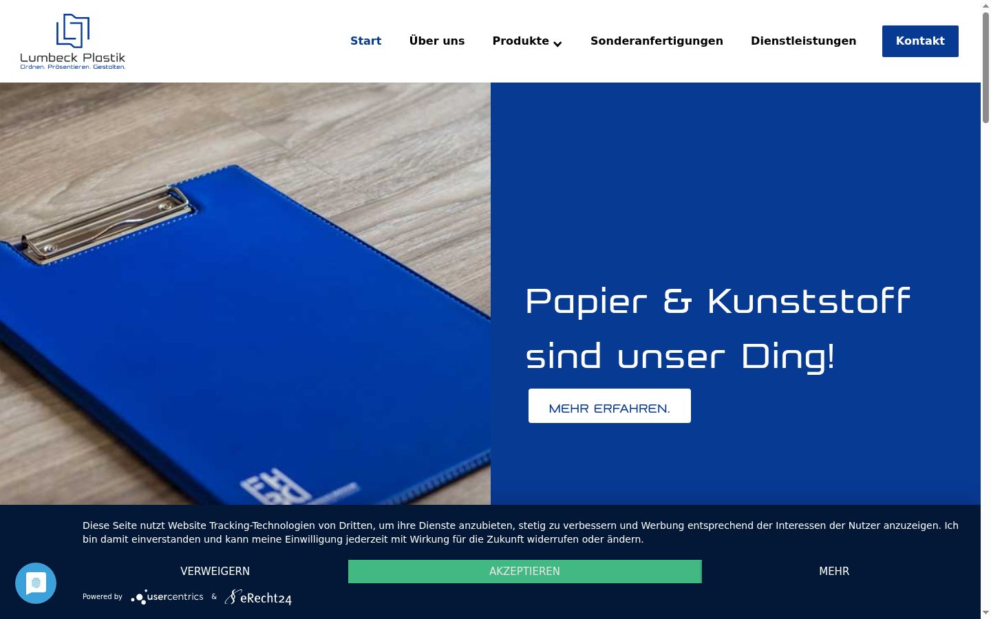 Screenshot des Einwilligungsbanners vor jeglicher Interaktion