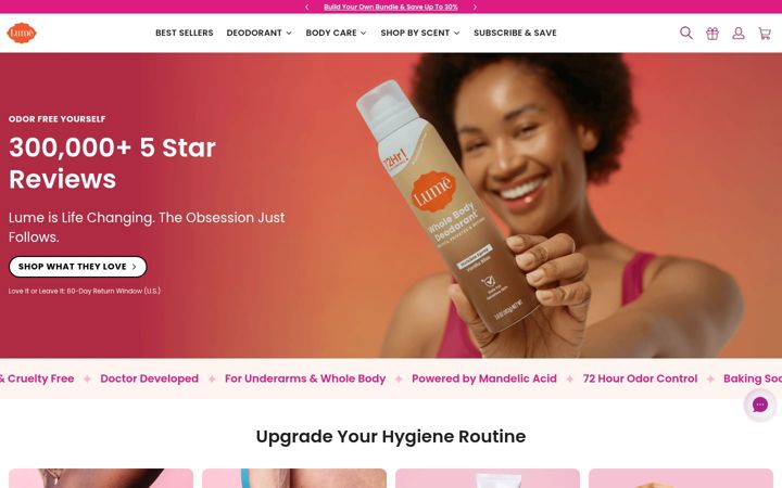Screenshot of lumedeodorant.com