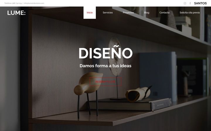 Screenshot of lumeinteriores.com