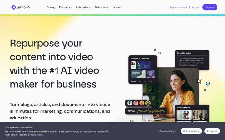 Екранна снимка на lumen5.com